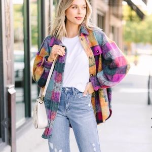 BiBi Checkered Brushed Knit Jacket In Lavender (NWT)